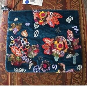 Steve Madden Blue Velvet Floral Cosmetic Bag